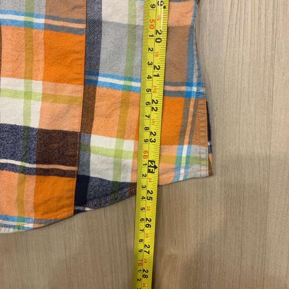 Jared Lang Orange Blue and White Checkered pattern Men's Button Down Flannel XL - Picture 10 of 11
